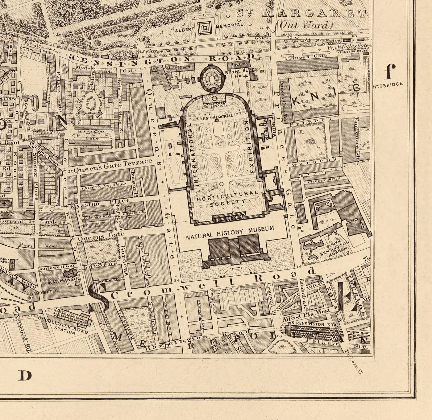 Ancienne carte de West London, 1862 par Edward Stanford - Notting Hill, Kensington, Portobello Road, Bergers Bush, Bayswater - W11, W2, W8, SW7, W14, W6, W12, W10