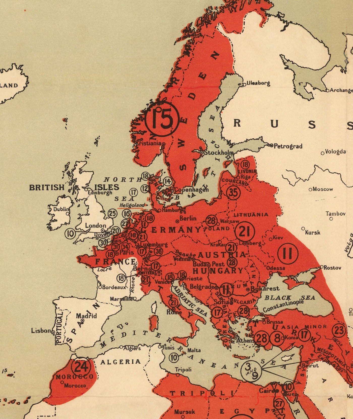 Lo que Alemania quiere, 1916, Mapa del Atlas Nazi de la Primera Guerra Mundial.