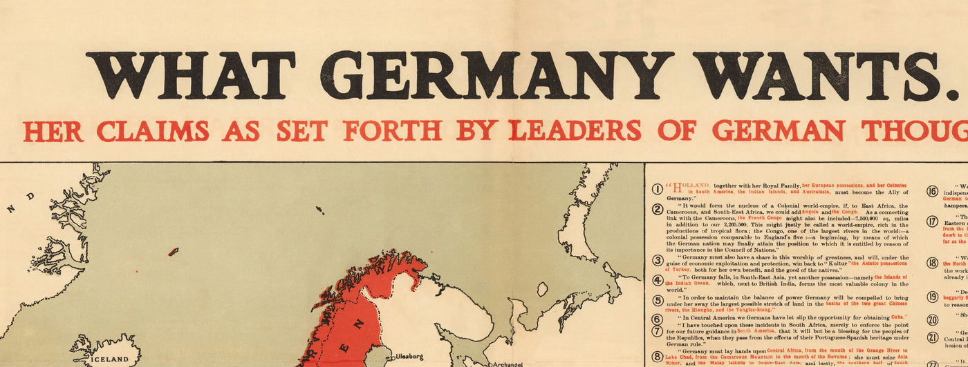 Ce que l'Allemagne veut, 1916, Carte de l'Atlas Nazi de la Seconde Guerre mondiale