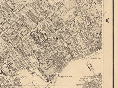 Ancienne carte de West London en 1862 par Edward Stanford - Fulham, Brompton, Battersea, Hammersmith - SW6, SW10, SW15, SW18, SW10, SW11, SW5, W6, W14