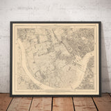 Old Map of West London in 1862 by Edward Stanford - Fulham, Brompton, Battersea, Hammersmith - SW6, SW10, SW15, SW18, SW10, SW11, SW5, W6, W14