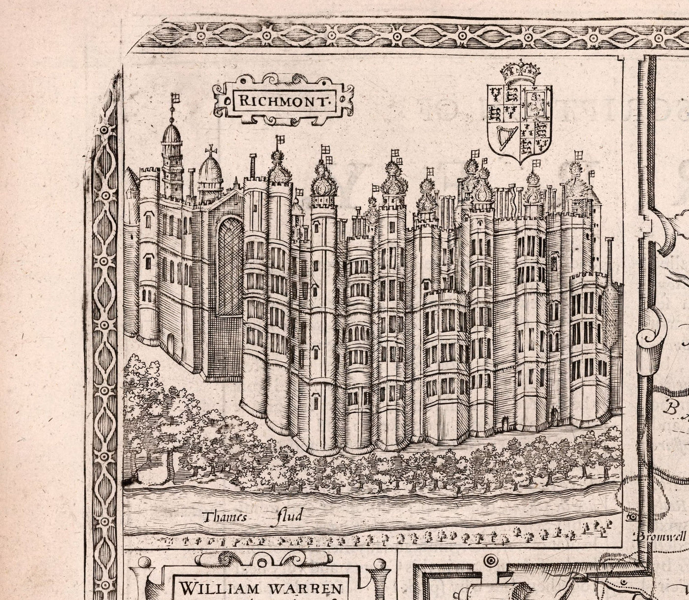 Ancienne carte de Surrey en 1611 par John Speed ​​- Woking, Guildford, Croydon, Richmond, Londres