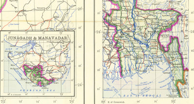 Erste Karte von Pakistan, 1953 - Alte Karte des unabhängigen Westens und Ostens - Lahore, Bangladesch, Kaschmir, British Raj