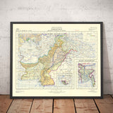 First Map of Pakistan, 1953 - Old Map of Independent West & East - Lahore, Bangladesh, Kashmir, British Raj