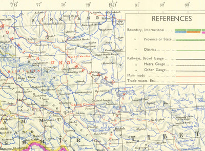Première carte du Pakistan, 1953 - Ancienne carte de l'Ouest et de l'Est indépendants - Lahore, Bangladesh, Cachemire, Raj britannique