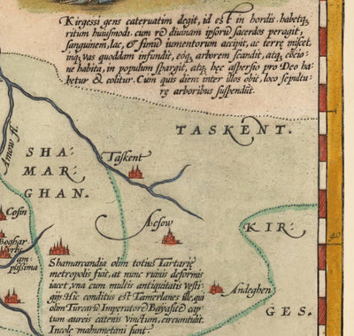 Old Map of Russia and Tartary, 1584 by Ortelius - Rare Chart of Moscow, Siberia, Kazakhstan, Turkmenistan, Uzbekistan