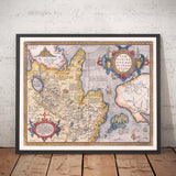 Old Map of Tartary (Russia, Siberia, China) in 1584 by Ortelius - Rare Chart of Central Asia, America, Japan
