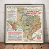 Seltene alte geologische Karte von Texas, 1921 - Investitionsdiagramm des Ölbooms im Eastland County 
