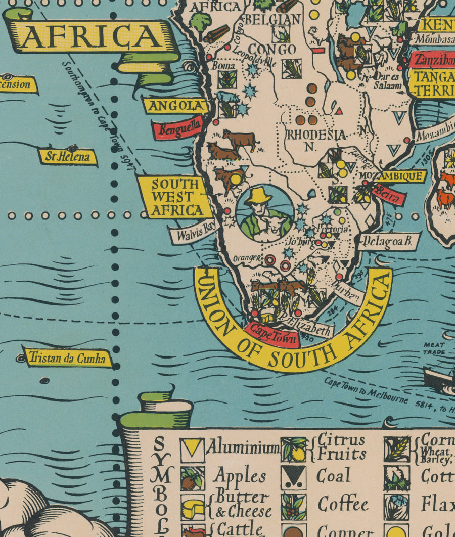 The Atlantic Charter por Max Gill, 1942 - World War 2 United Nations Wall Chart