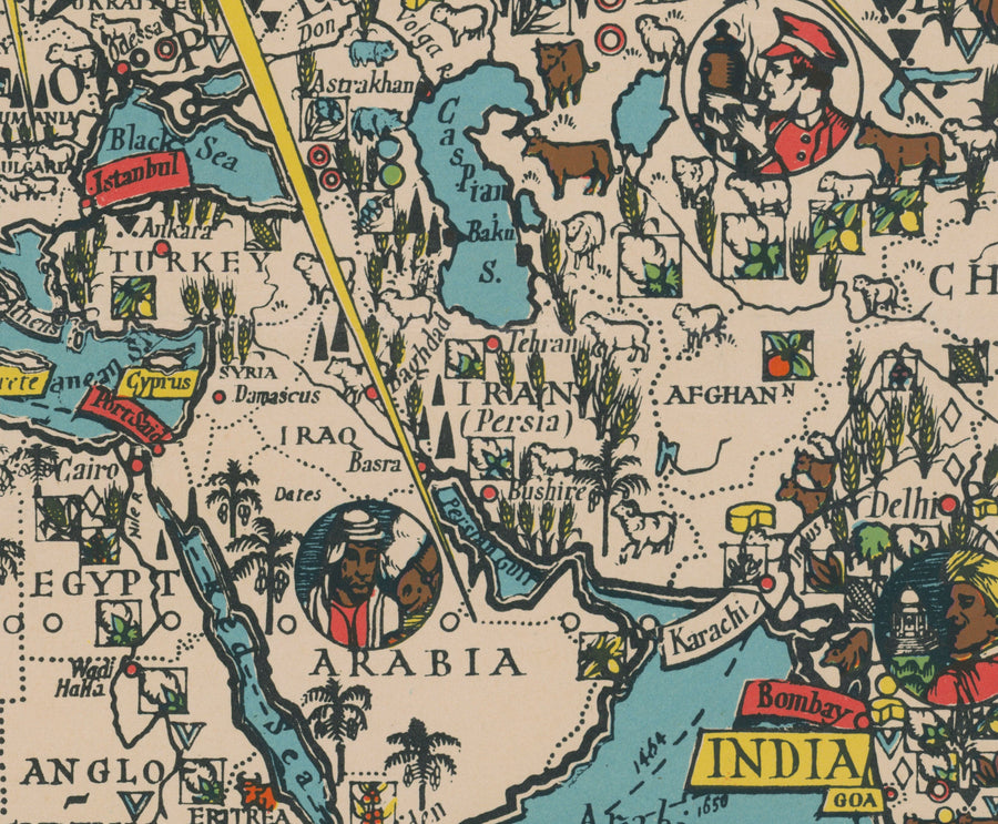 The Atlantic Charter por Max Gill, 1942 - World War 2 United Nations Wall Chart