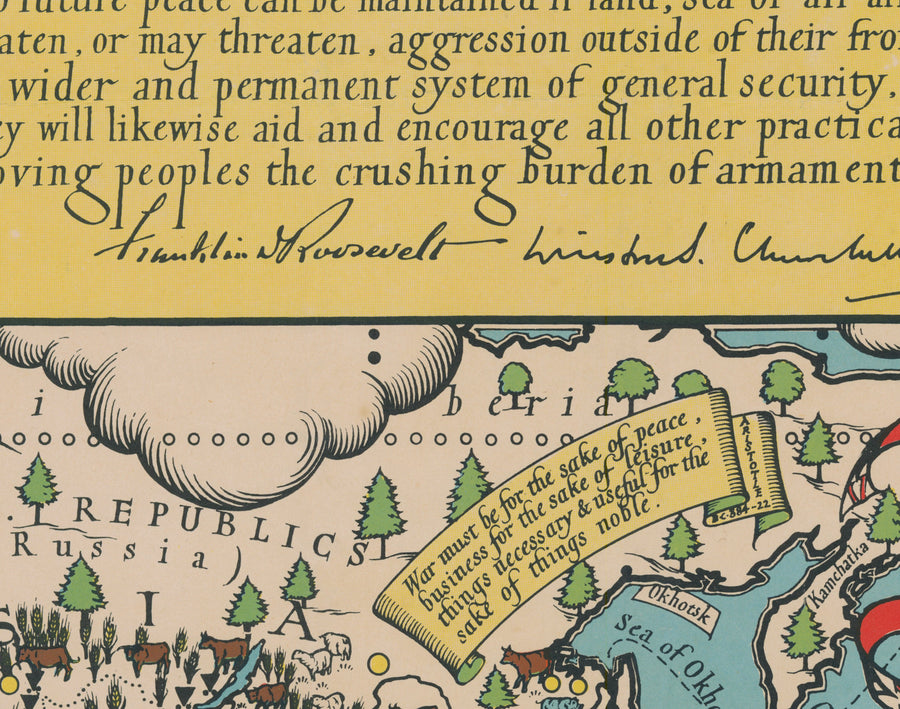 The Atlantic Charter por Max Gill, 1942 - World War 2 United Nations Wall Chart