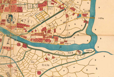 Ancienne carte de Tokyo en 1860 par Mohe Subaraya - Yokohama, Kawasaki, Chiba, Minato, Shinjuku