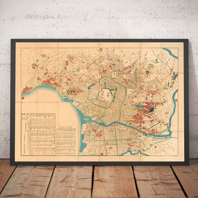 Mapa antiguo de Tokio en 1860 por Mohe Subaraya - Yokohama, Kawasaki, Chiba, Minato, Shinjuku
