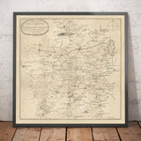 Alte Karte von Tunbridge Wells und 14 Meilen Umgebung von Jasper Sprange, 1802 - Kent, Ost-Sussex 