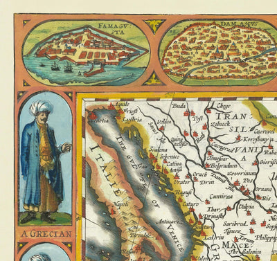 Viejo Mapa del Imperio Turco / Otomano por John Speed, 1627 - Turquía, Balcanes, Grecia, Irán, Egipto, Siria