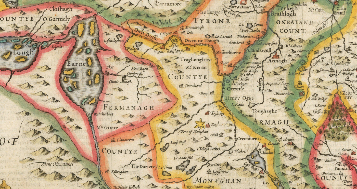 Alte Karte von Ulster, Nordirland im Jahre 1611 von John Speed ​​- Belfast, Derry, County Antrim & Down