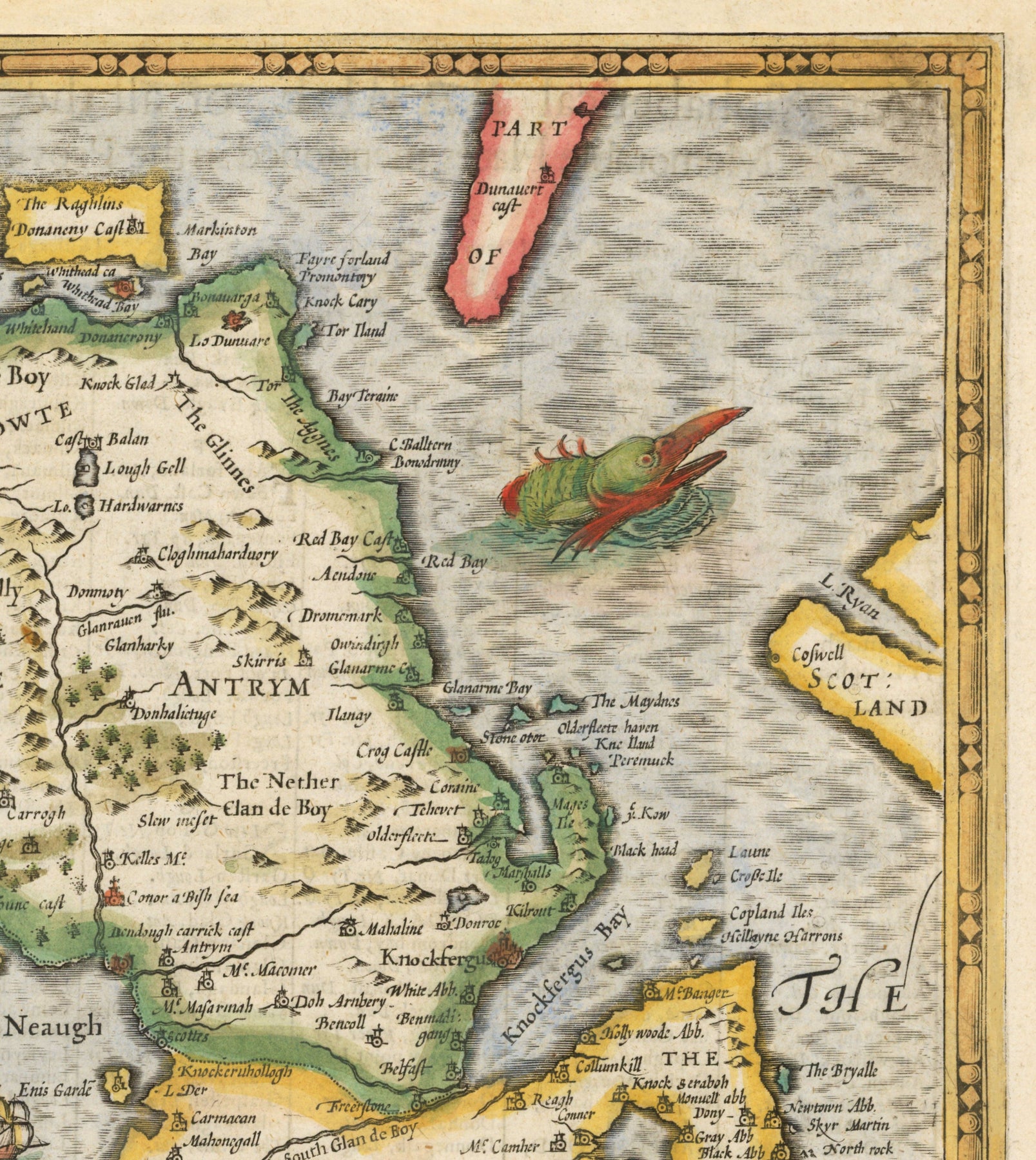 Old Map of Ulster, Northern Ireland in 1611 by John Speed - Belfast, D ...