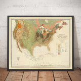 Antiguo mapa geológico de EE.UU. y Canadá por Rogers & Johnston, 1856 - Geological Chart of America