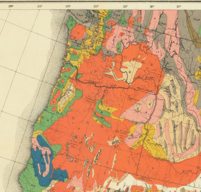 Seltene alte Geologie-Karte von USA & Kanada, 1886 von Charles Henry Hitchcock