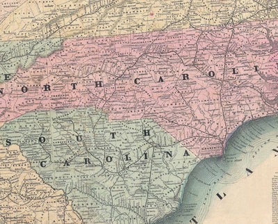 Carte de Lloyd des États du Sud, 1862 - Ancienne et rare carte de la guerre civile des confédérés - USA