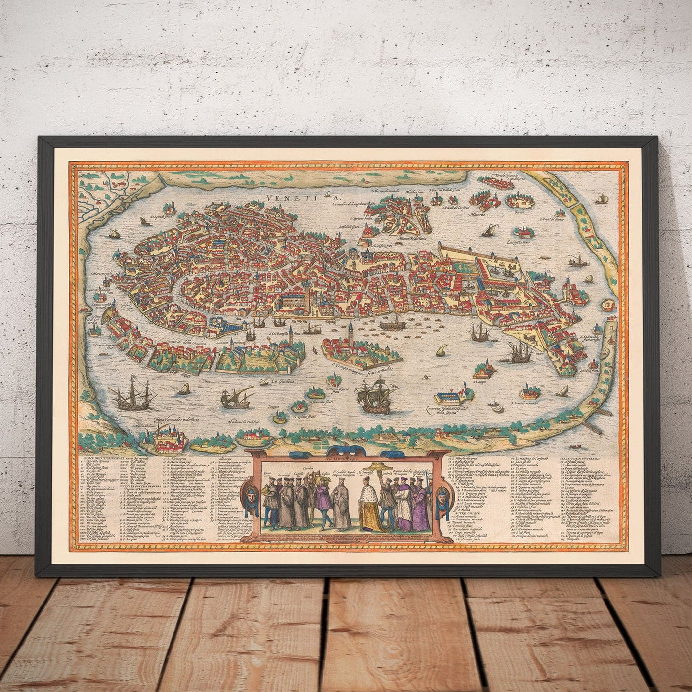 Mapa muy antiguo de Venecia, 1572 de Georg Braun - Venezia, Murano, Burano, Giudecca, Laguna veneciana