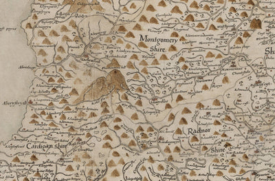 Ancienne carte du pays de Galles, Cymru de Christopher Saxton en 1580 - Première carte précise du pays de Galles