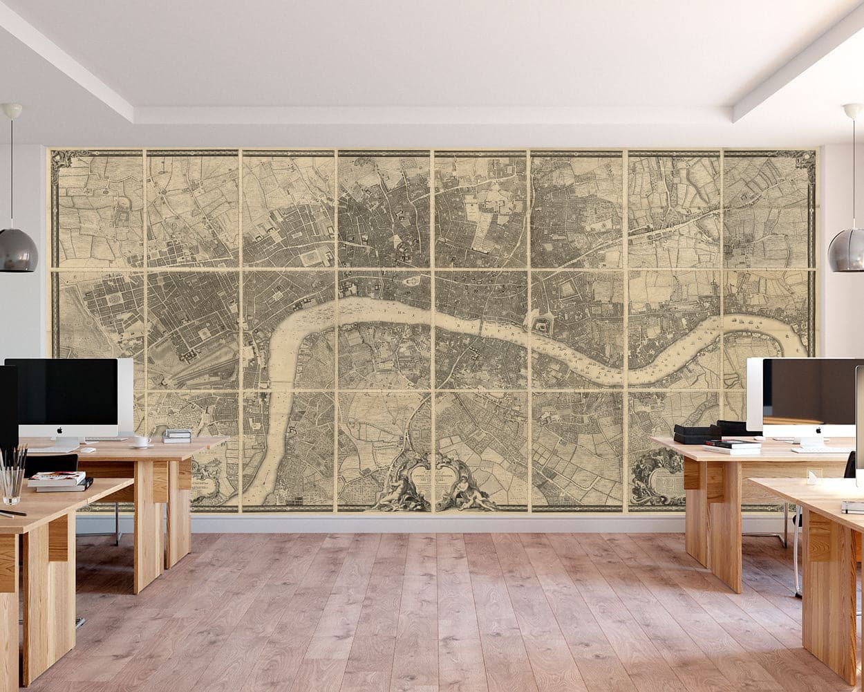 Alte Karten-Tapete - Custom Made Antique Wall Art Mural - Einfügen oder Peel & Stecken - London, Edinburgh, Dublin