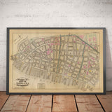 Old Map of Financial District & Civic Center, 1879 - Manhattan Wards, Wall St, Fulton St, East River, City Hall, Courthouse, Treasury