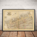 Antiguo mapa de Battery Park City y Tribeca, 1879 - Centro de Manhattan Wards NYC, Río Hudson, Broadway, Greenwich St, West St