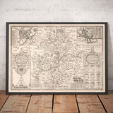 Old Map of Warwickshire in 1611 by John Speed - Birmingham, Coventry, Solihull, Warwick