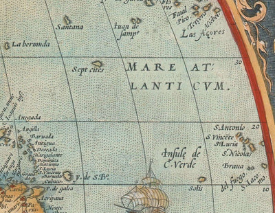 Mapa antiguo North & Sur América 1572 - Primer Mapa del Hemisferio Occidental por Abraham Ortelius