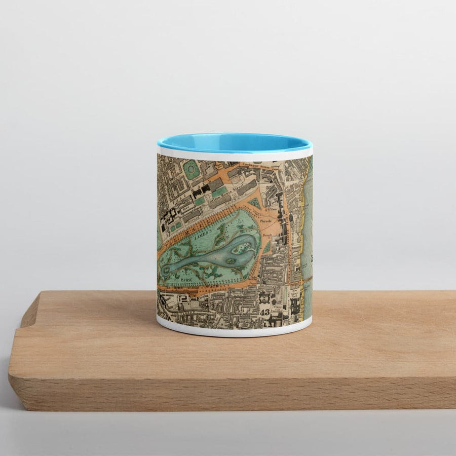Tazza Buckingham Palace & Parlamento - Tazza unica da 330ml (11oz) con la mappa colorata di Londra del 1830 di CJ Greenwood 