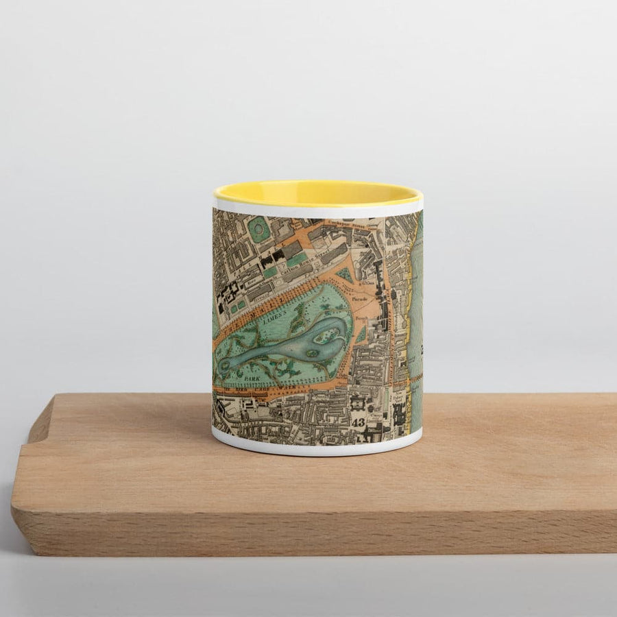 Tazza Buckingham Palace & Parlamento - Tazza unica da 330ml (11oz) con la mappa colorata di Londra del 1830 di CJ Greenwood 