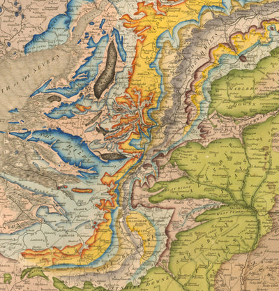 Rare William Smith Geología Mapa de Inglaterra, Escocia y Gales, 1815 - Hasta 5 metros (16 pies) - Arte de la pared de la vendimia