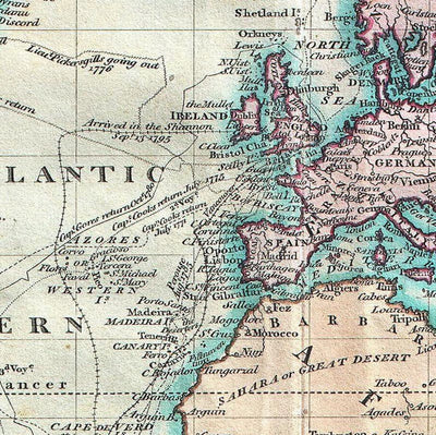 Alte Weltkarte von 1801 von John Cary - Vintage Atlas-Diagramm