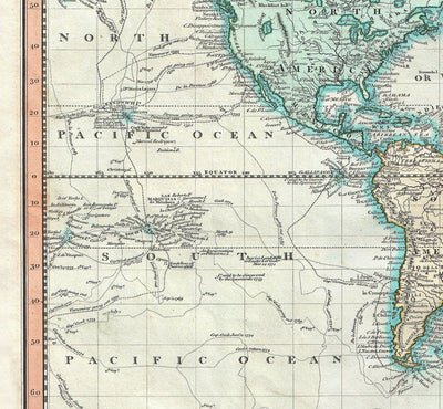 Carte mondiale ancienne à partir de 1801 par John Cary - Tableau d'Atlas Vintage