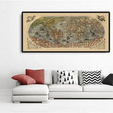 Carte du Monde Old World, 1565 par Ferando Bertelli - Ancien Tableau mural Atlas - Terra Incognita, Cherubs, Australis