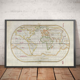 Old Arabic World Map in 1525 by Piri Reis - North America, South America, Europe, Africa, Asia