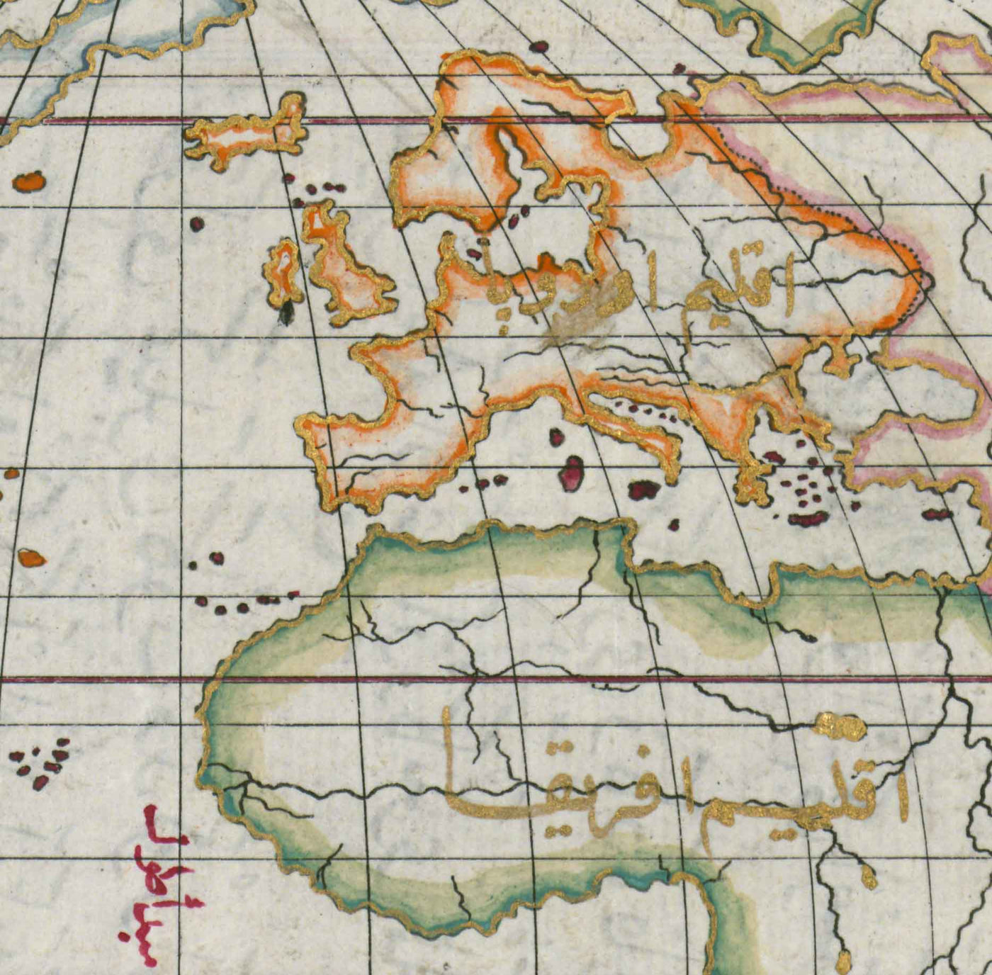 Ancienne carte du monde arabe en 1525 par Piri Reis - Amérique du Nord, Amérique du Sud, Europe, Afrique, Asie