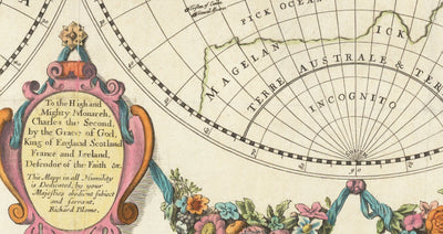 Alte Weltkarte von 1671 von Richard Blome - Erstes Englisch World Atlas Wanddiagramm