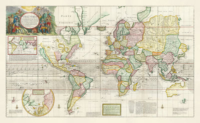 Mapa del Viejo Mundo desde 1719 por Herman Moll - Gráficos de Atlas Colonial y Exploración Grandes