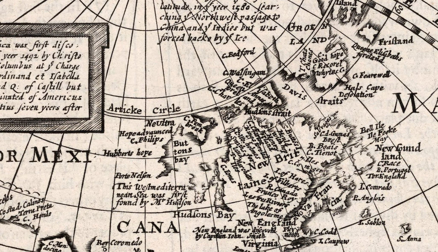 Alte Weltatlas Karte von 1651 von John Speed ​​- Seltene monochrome Kupferplatte Wandabschnitt