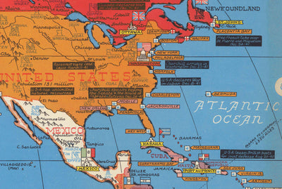 Old World War 2 Map of the Pacific and Far East in 1942 by Stanley Turner - "Dated Events" Japan, USA, Britain, Pacific, USSR